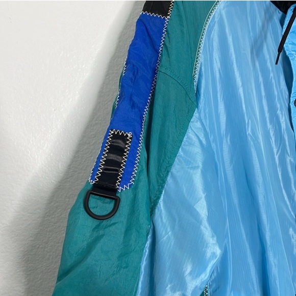 Onitsuka Tiger Blue Color Block Trench Coat Windbreaker Sample HARD TO FIND - Picture 9 of 11